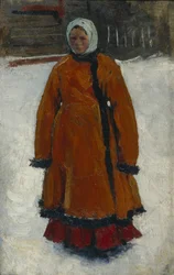 La ragazza con il cappotto di pelliccia rossa