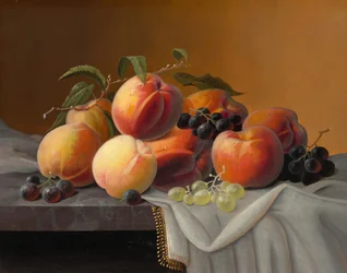 Pesche, uva e mele, n.d. (olio su tavola)