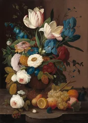 Natura morta, fiori e frutta