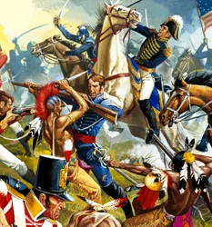 Nativi americani contro soldati americani (guazzo su carta)