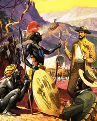 Coloni africani non identificati incontrano gli indigeni