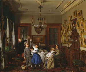 La gara per il bouquet: La famiglia di Robert Gordon nella loro sala da pranzo di New York