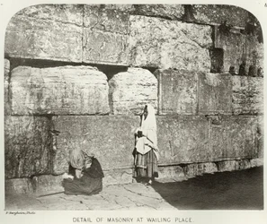 Esterno di Haram-Ash-Sharif, muratura al Wailing Place, c.1864-65