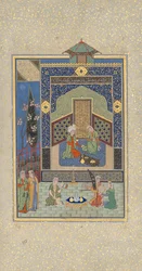 Bahram Gur nel Palazzo Turchese il Mercoledì, Folio 216 da un Khamsa