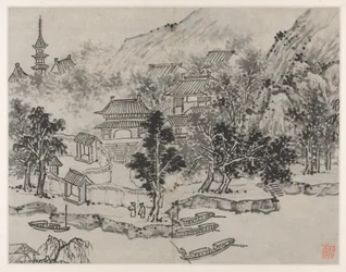 Dodici vedute della Collina della Tigre, Suzhou: Veduta distante della Collina della Tigre dall