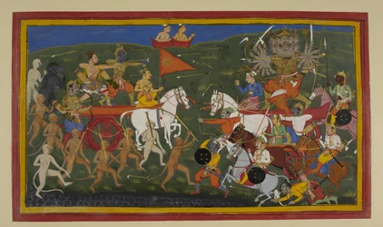 Rāma e Rāvaṇa si scontrano ferocemente mentre i presagi preannunciano la sconfitta di Rāvaṇa