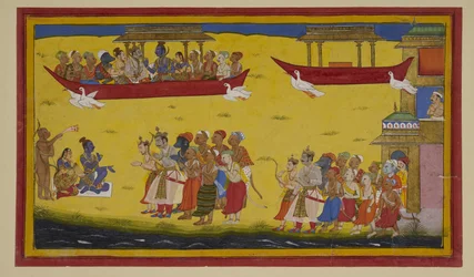 Vibhīṣaṇa si unisce al ritorno di Rāma ad Ayodhyā nel Puṣpaka