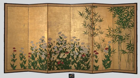 Bambù e papaveri, inizio del XVII secolo (coppia di paraventi a sei pannelli; inchiostro, colore e oro
su carta)