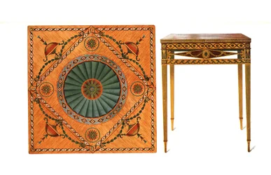 Tavolo da gioco pieghevole intarsiato, 1908