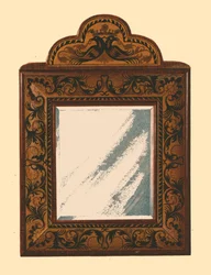 Specchio con cornice in noce con intarsi