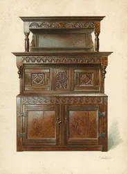 Credenza di quercia (Tridarn), proprietà di H Clarence Whaite