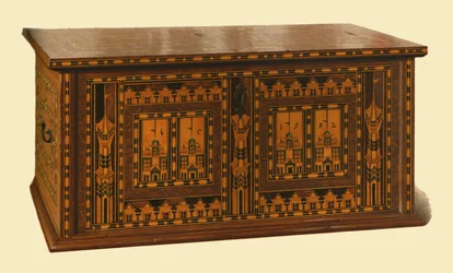 Cassettone intarsiato di quercia Nonsuch, 1904
