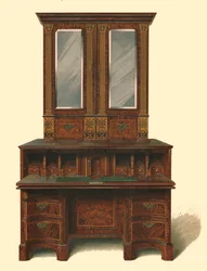 Mobile da scrittura intarsiato in noce, 1905