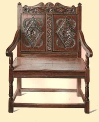 Sedia doppia in quercia gallese, 1904
