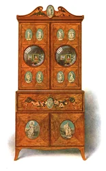 Scrivania in legno satinato dipinto, 1908