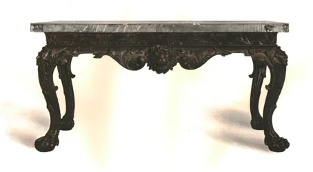Tavolo in legno macchiato con piano in scagliola, 1906