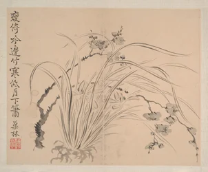 Paesaggi e fiori, datato 1745 (album di otto dipinti; inchiostro e colore su carta)