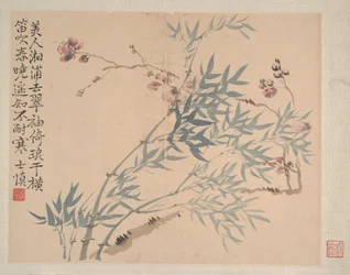 Paesaggi e fiori, datato 1745 (album di otto dipinti; inchiostro e colore su carta)