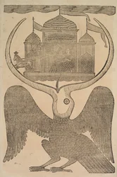 Jatayu Ramaa uccello mitico ostacola il carro di Ravana, cercando di prevenire il rapimento di Sita, 1800s