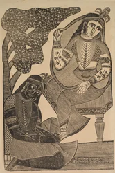 Krishna che Accarezza i Piedi di Radha