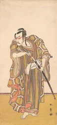 Ichikawa Danzo III come un samurai che estrae una spada, ca. 1772