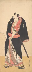 Attore Kabuki Nakamura Sukegoro II come Kaminari Shokuro (2° mese, 1780)
