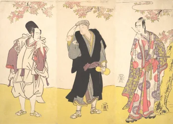 Attori Kabuki Ichikawa Yaozo III, Onoe Matsusuke I, e Sawamura Sojuro III, 11° mese, 1786