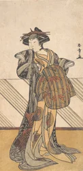 Il quarto Iwai Hanshiro come cortigiana vestita con un kimono rosa, ca. 1778