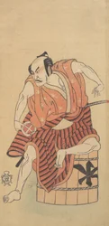 Il terzo Otani Hiroemon come un Otokodate seduto su una vasca rovesciata, 1768 o 1769