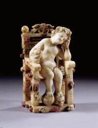 Figura del Bambino Gesù seduto su un trono, inizio XVII secolo