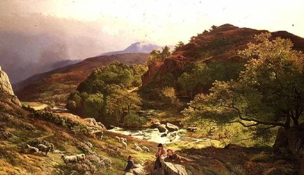 Sul fiume Llugwy vicino a Capel Curig, Galles del Nord