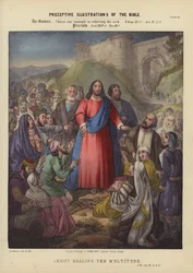 Cristo guarisce la moltitudine (incisione colorata)