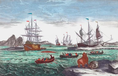 Flotta baleniera al largo della Groenlandia nel XVIII secolo