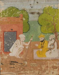Guru Nanak con Mardana nella casa di Bhai Lalu