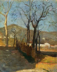 Veduta con alberi, trittico Studio di campagna