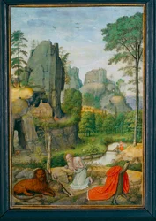 Paysage avec saint Jerôme penitent et la guerison du lion - Paesaggio con san Girolamo penitente e la cura del leone ...