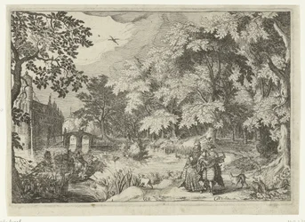 Veduta di un bosco con il Castello di Loenersloot