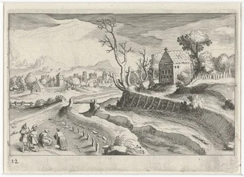 Paesaggio collinare con una cappella