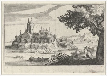 Paesaggio collinare con un castello su un