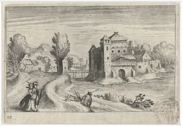 Paesaggio fluviale con un castello