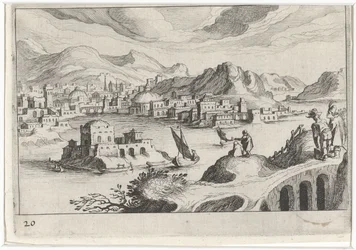 Veduta di una città in una valle fluviale