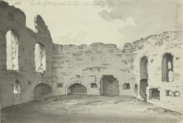 Castello di Bamburgh, rovine della cucina, Add. 15542, f.180, c.1780