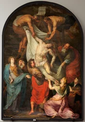 Chiesa parrocchiale (Sint-Walburgakerk). Dipinto "Discesa dalla Croce". Copia di P.P. Rubens. Metà del XVII secolo.