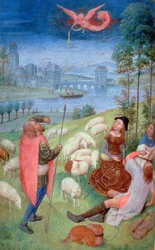 Annunciazione ai pastori, dalle Huth Hours, 485-90 (dettaglio)