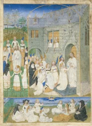 Le sante vergini accolte da Cristo mentre entrano alle porte del Paradiso