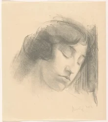 Testa di donna con occhi chiusi