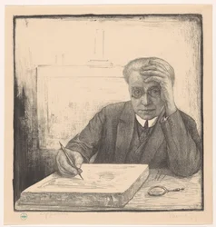 Autoritratto con pietra litografica