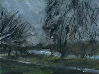 Buccleuch Gardens (acrilico, inchiostro acrilico, carboncino compresso, acquerello e gouache su carta)