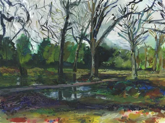 Alluvione, Richmond Park (acquerello, gouache, matita acquerellata e inchiostro su carta)