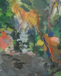 Sentiero nel bosco no. 20 (acrilico su pannello di tela)